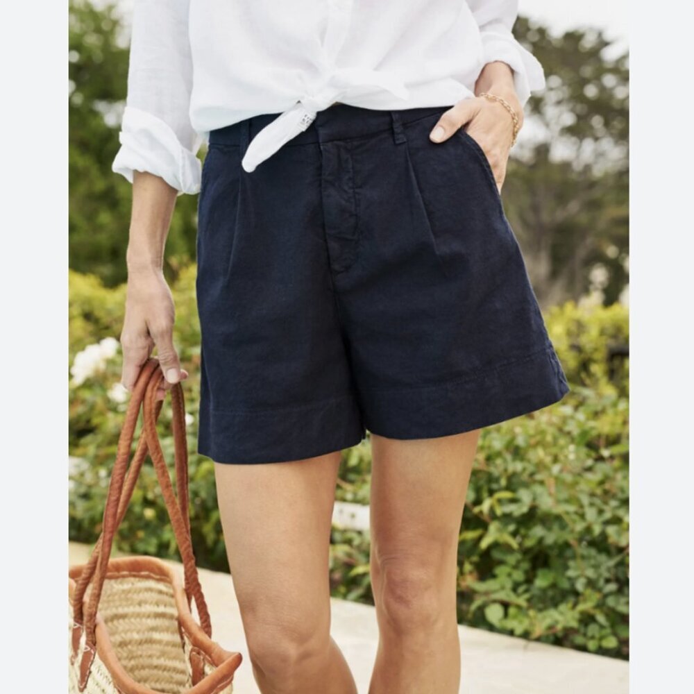 Frank & Eileen WATERFORD Walking Short ITALIAN PERFORMANCE LINEN size: 8 Navy